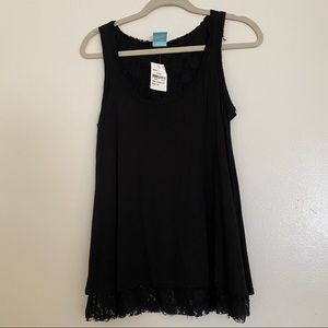 Black Tank with Lace Underlay